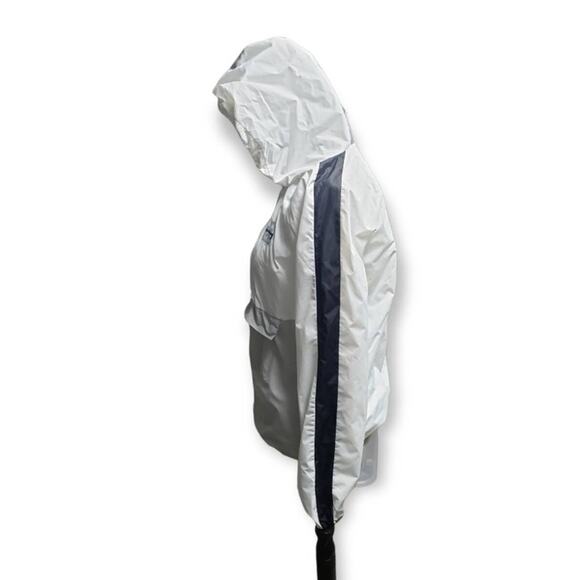 Victoria Secret PINK White / Gray Hooded Windbreaker Jacket Kangaroo Pocket - Picture 3 of 12